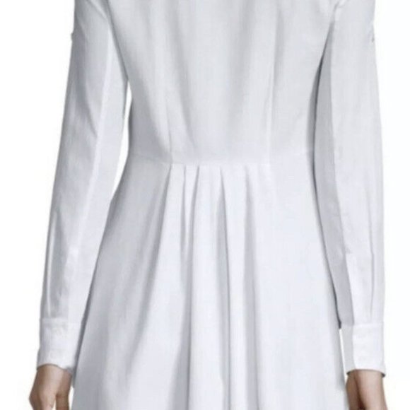 BCBGMaxAzria White Peplum back Dress Shirt s:L - Picture 3 of 9